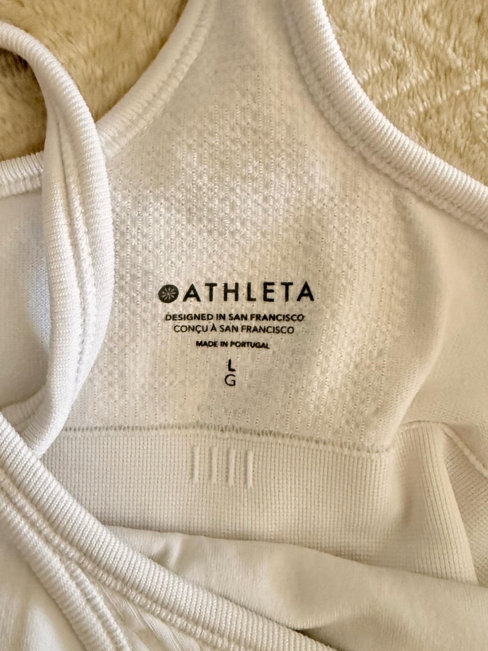 Athleta White Ribbed Racerback Tank size L - Picture 4 of 4